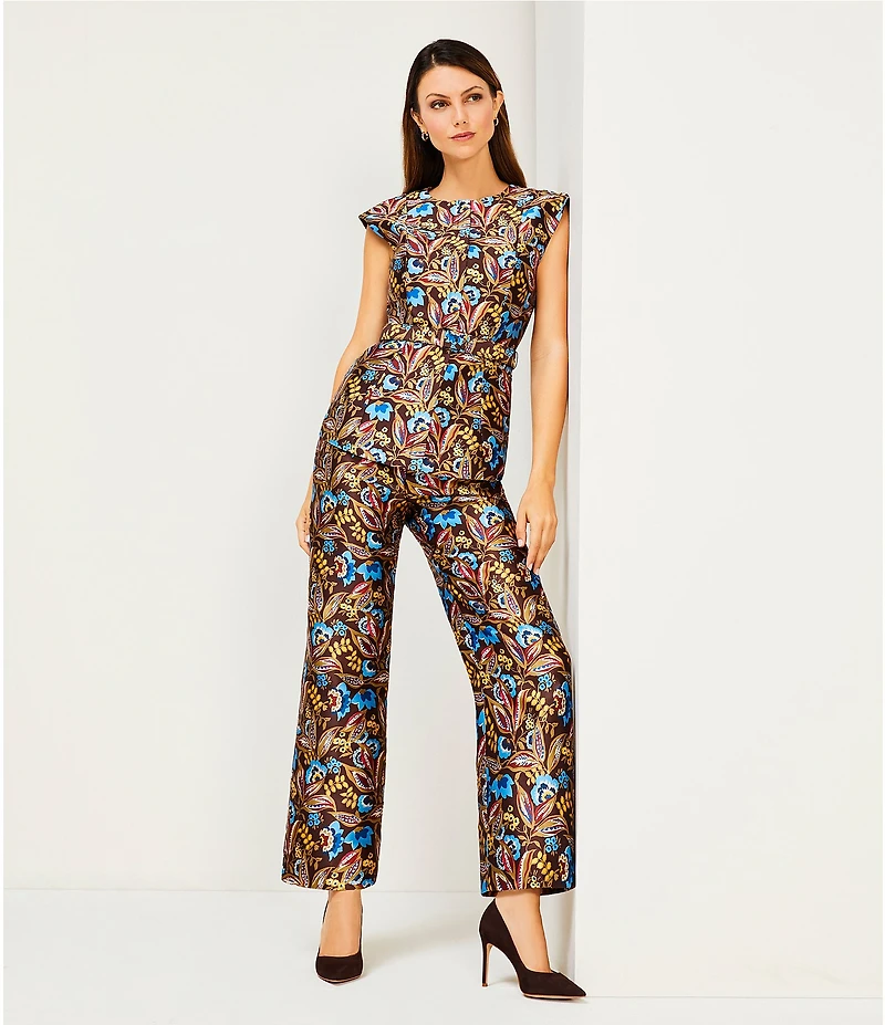 Preston & York Eliza Coordinating Crew Neckline Sleeveless Printed Mikado Vest