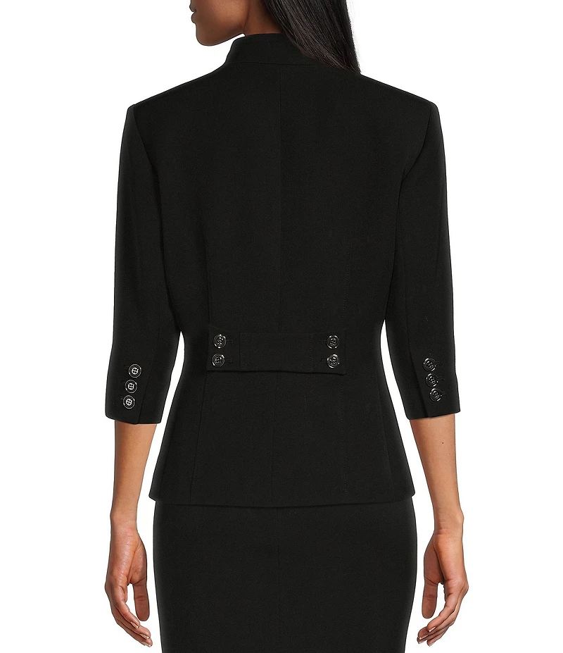 Preston & York Elsa Stretch Crepe 3/4 Sleeve Mandarin Collar Blazer