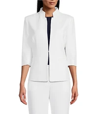 Preston & York Elsa Stretch Crepe 3/4 Sleeve Mandarin Collar Blazer