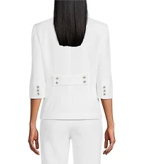 Preston & York Elsa Stretch Crepe 3/4 Sleeve Mandarin Collar Blazer