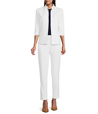 Preston & York Elsa Stretch Crepe 3/4 Sleeve Mandarin Collar Blazer