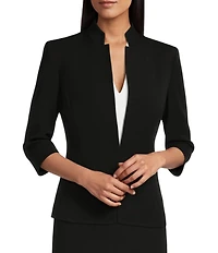 Preston & York Elsa Stretch Crepe 3/4 Sleeve Mandarin Collar Blazer