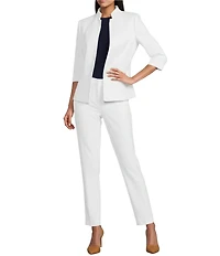 Preston & York Elsa Stretch Crepe 3/4 Sleeve Mandarin Collar Blazer