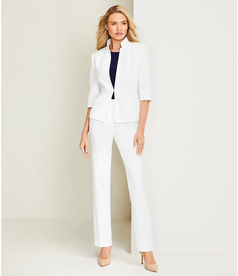 Preston & York Elsa Stretch Crepe 3/4 Sleeve Mandarin Collar Blazer