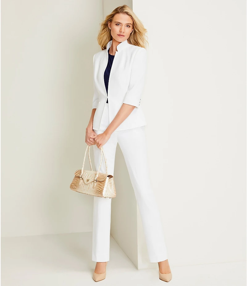 Preston & York Elsa Stretch Crepe 3/4 Sleeve Mandarin Collar Blazer