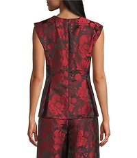 Preston & York Georgia Brocade Round Neckline Extended Shoulder Coordinating Blouse