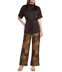 Preston & York Giselle Satin Mock Neck Short Sleeve Blouse