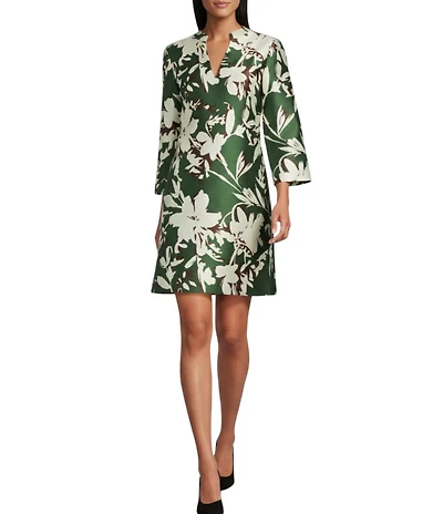 Preston & York Gladys Floral Mikado V-Neckline Dress