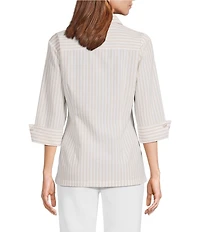 Preston & York Hosanna Collar Neckline 3/4 Sleeve Striped Blouse