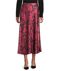 Preston & York Janet Printed Satin Coordinating A-Line Skirt