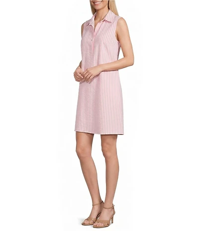 Preston & York Jenna Striped Collared Sleeveless Dress