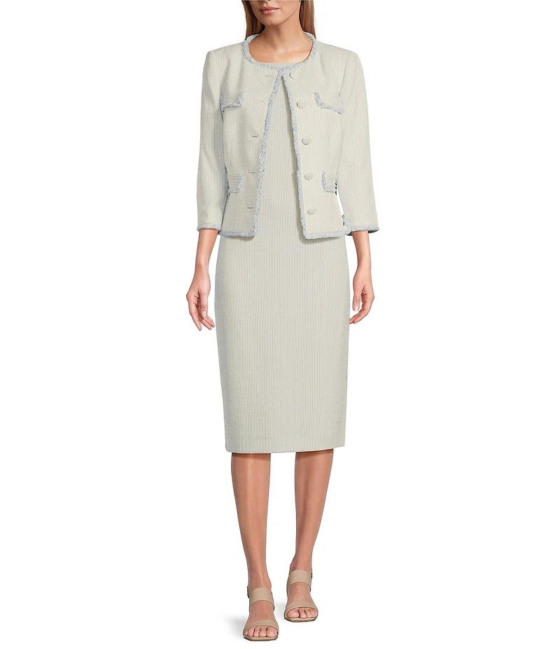 Preston & York Judith Boucle Tweed Round Neck Long Sleeve Jacket