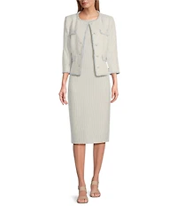 Preston & York Judith Boucle Tweed Round Neck Long Sleeve Jacket