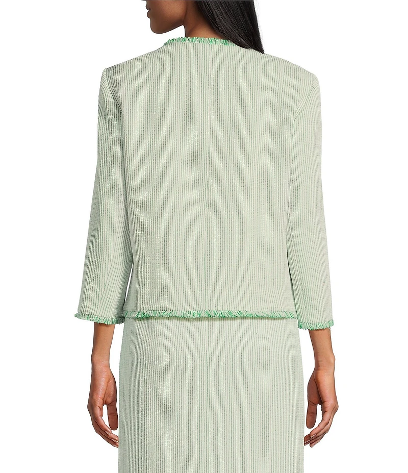 Preston & York Judith Boucle Tweed Round Neck Long Sleeve Jacket