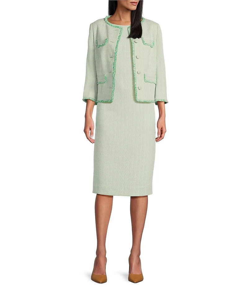 Preston & York Judith Boucle Tweed Round Neck Long Sleeve Jacket