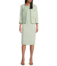 Preston & York Judith Boucle Tweed Round Neck Long Sleeve Jacket