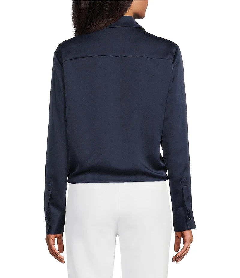 Preston & York Kinsley Point Collar Long Sleeve Tie-Front Blouse