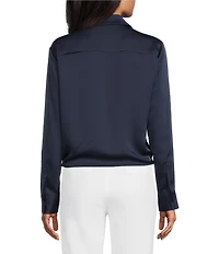Preston & York Kinsley Point Collar Long Sleeve Tie-Front Blouse