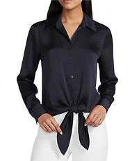 Preston & York Kinsley Point Collar Long Sleeve Tie-Front Blouse