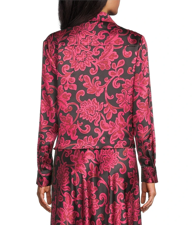 Preston & York Kinsley Tie From Hem Button Front Collard Long Sleeve Coordinating Blouse