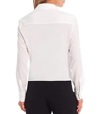 Preston & York Kinsley Tie Front Hem Button Front Collared Long Sleeve Shirt