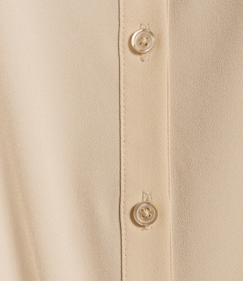 Preston & York Kinsley Tie Front Hem Button Front Collared Long Sleeve Shirt