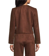 Preston & York Leighton Stretch Suede Crew Neckline Long Sleeve Jacket