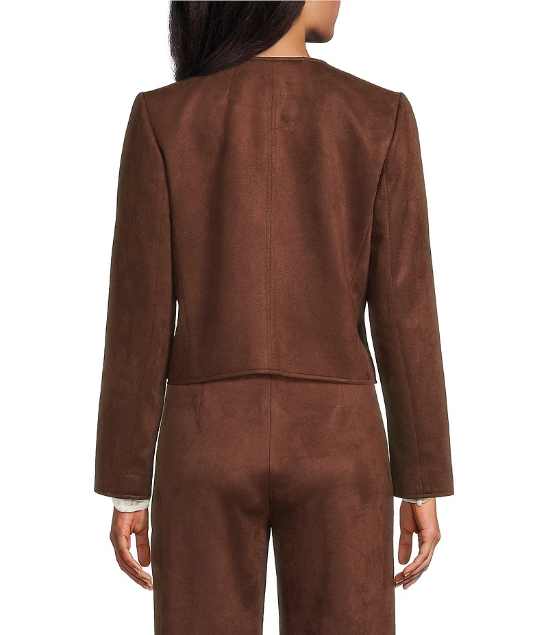 Preston & York Leighton Stretch Suede Crew Neckline Long Sleeve Jacket