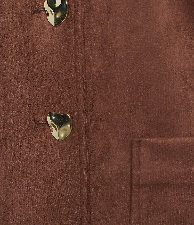 Preston & York Leighton Stretch Suede Crew Neckline Long Sleeve Jacket