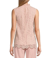 Preston & York Lorraine Lace Mock Neckline Sleeveless Tie Back Blouse