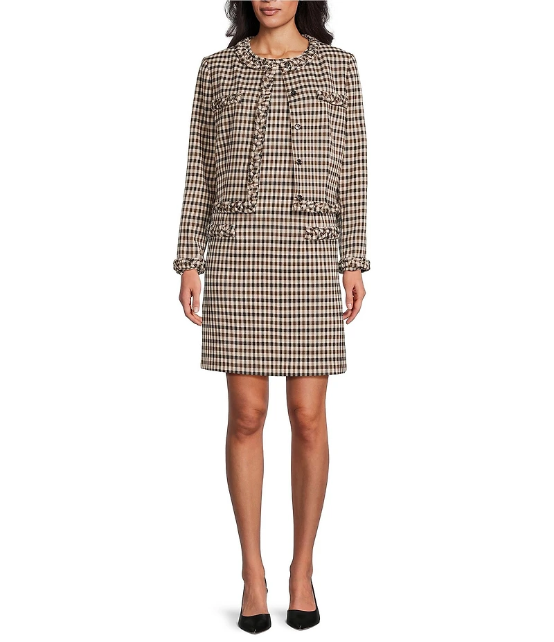 Preston & York Marcia Novelty Plaid Crew Neck Jacket