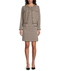 Preston & York Marcia Novelty Plaid Crew Neck Jacket