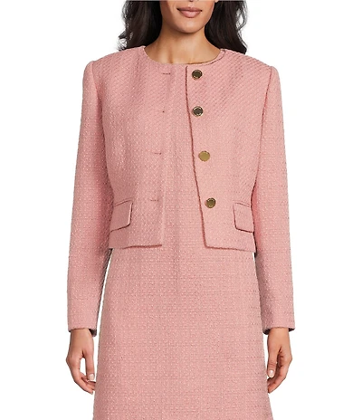 Preston & York Margaret Tweed Round Neckline Long Sleeve Jacket