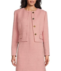 Preston & York Margaret Tweed Round Neckline Long Sleeve Jacket