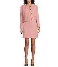 Preston & York Margaret Tweed Round Neckline Long Sleeve Jacket