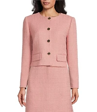 Preston & York Margaret Tweed Round Neckline Long Sleeve Jacket