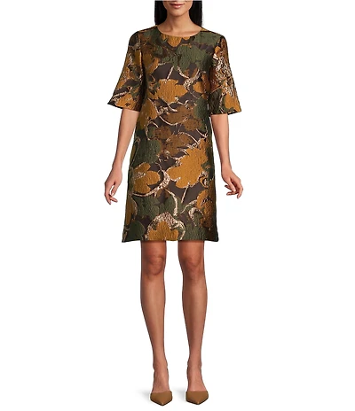 Preston & York Maris Brocade Crew Neckline Short Sleeve Dress
