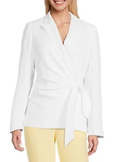 Preston & York Martha Wrap Crepe Long Sleeve Point Collar Jacket