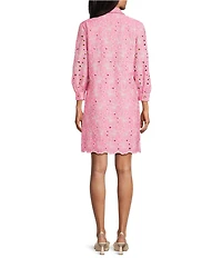 Preston & York Maryanne Collar Neckline Long Sleeve Eyelet Dress