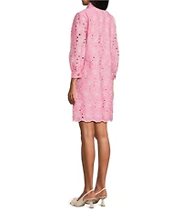 Preston & York Maryanne Collar Neckline Long Sleeve Eyelet Dress