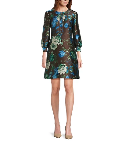 Preston & York Maryanne Floral Mikado Round Neckline Dress
