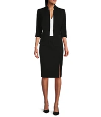 Preston & York Morgan Twill Crepe Side Slit Coordinating Pencil Skirt