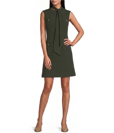 Preston & York Nya Stretch Crepe Jewel Neckline Sleeveless Dress