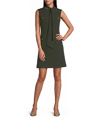 Preston & York Nya Stretch Crepe Jewel Neckline Sleeveless Dress