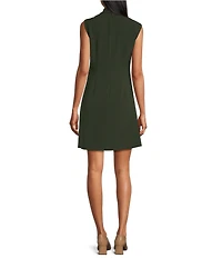 Preston & York Nya Stretch Crepe Jewel Neckline Sleeveless Dress