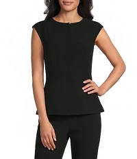 Preston & York Pamela Crepe Round Neckline Cap Sleeve Vest
