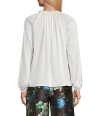 Preston & York Priya Satin V-Neckline Long Sleeve Blouse