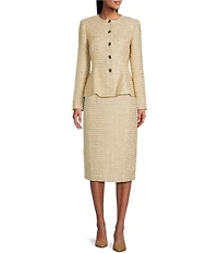 Preston & York Quinn Round Neckline Long Sleeve Tinsel Tweed Jacket