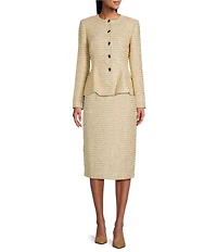 Preston & York Quinn Round Neckline Long Sleeve Tinsel Tweed Jacket