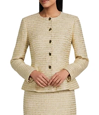 Preston & York Quinn Round Neckline Long Sleeve Tinsel Tweed Jacket